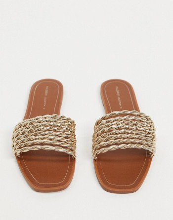 Pull&Bear Plaited Strap Slip On Zlatne - Ženske Sandale | 24365VIBY